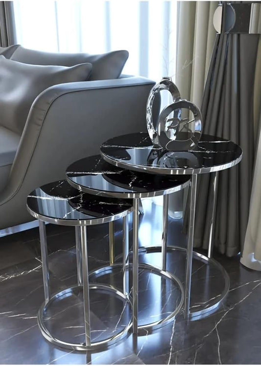 Amalfi Round Nest Of Tables Set - 3 Pieces Nesting Table
